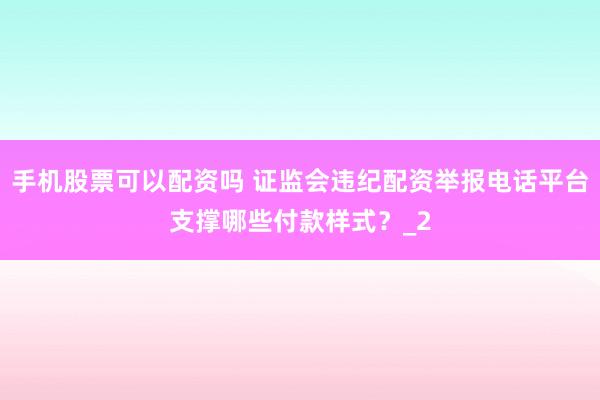 手机股票可以配资吗 证监会违纪配资举报电话平台支撑哪些付款样式？_2